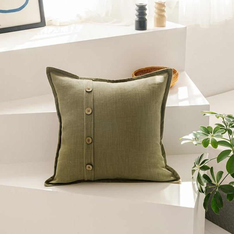 The Buttoned-Up Linen Pillow Cover