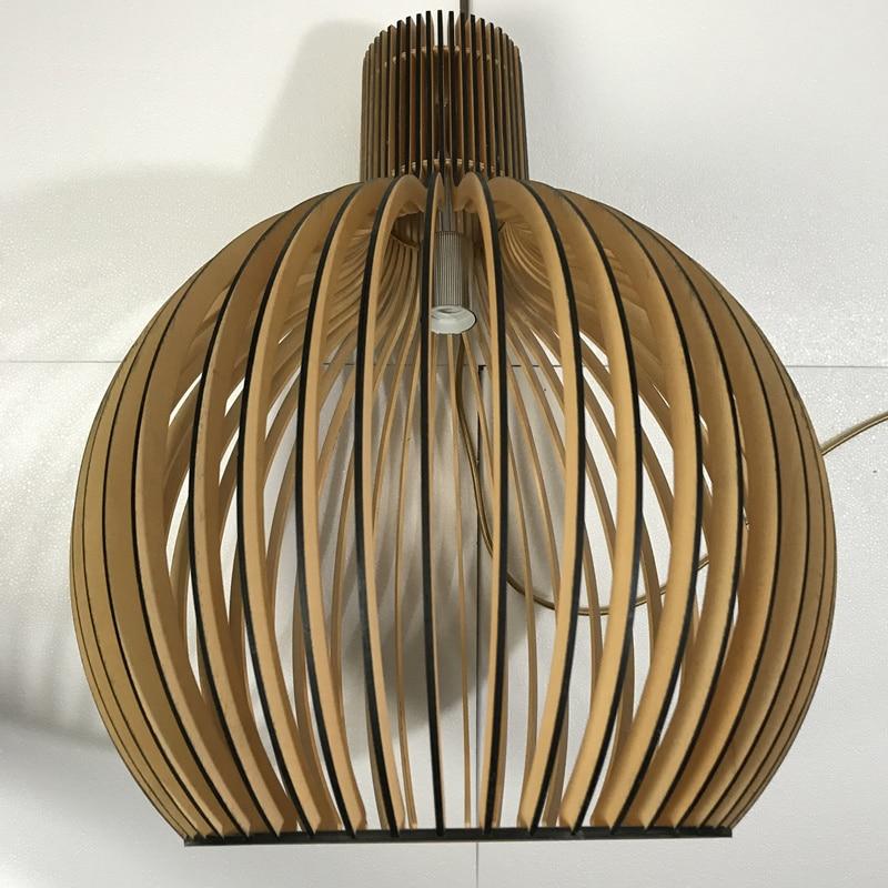 Modern Wood Birdcage Pendant Light