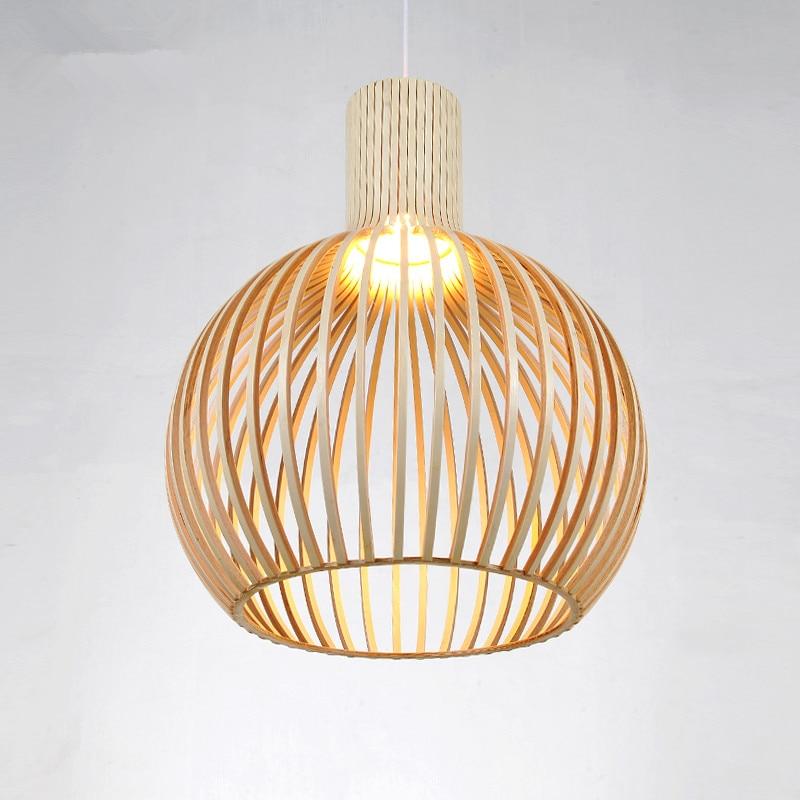 Modern Wood Birdcage Pendant Light