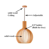 Modern Wood Birdcage Pendant Light