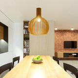 Modern Wood Birdcage Pendant Light