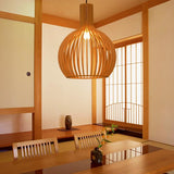 Modern Wood Birdcage Pendant Light