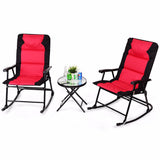 3 Piece Outdoor Folding Rocking Chair Table Set