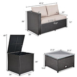 4 Piece Outdoor Patio Rattan Furniture Set