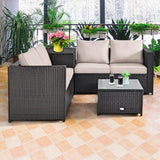 4 Piece Outdoor Patio Rattan Furniture Set