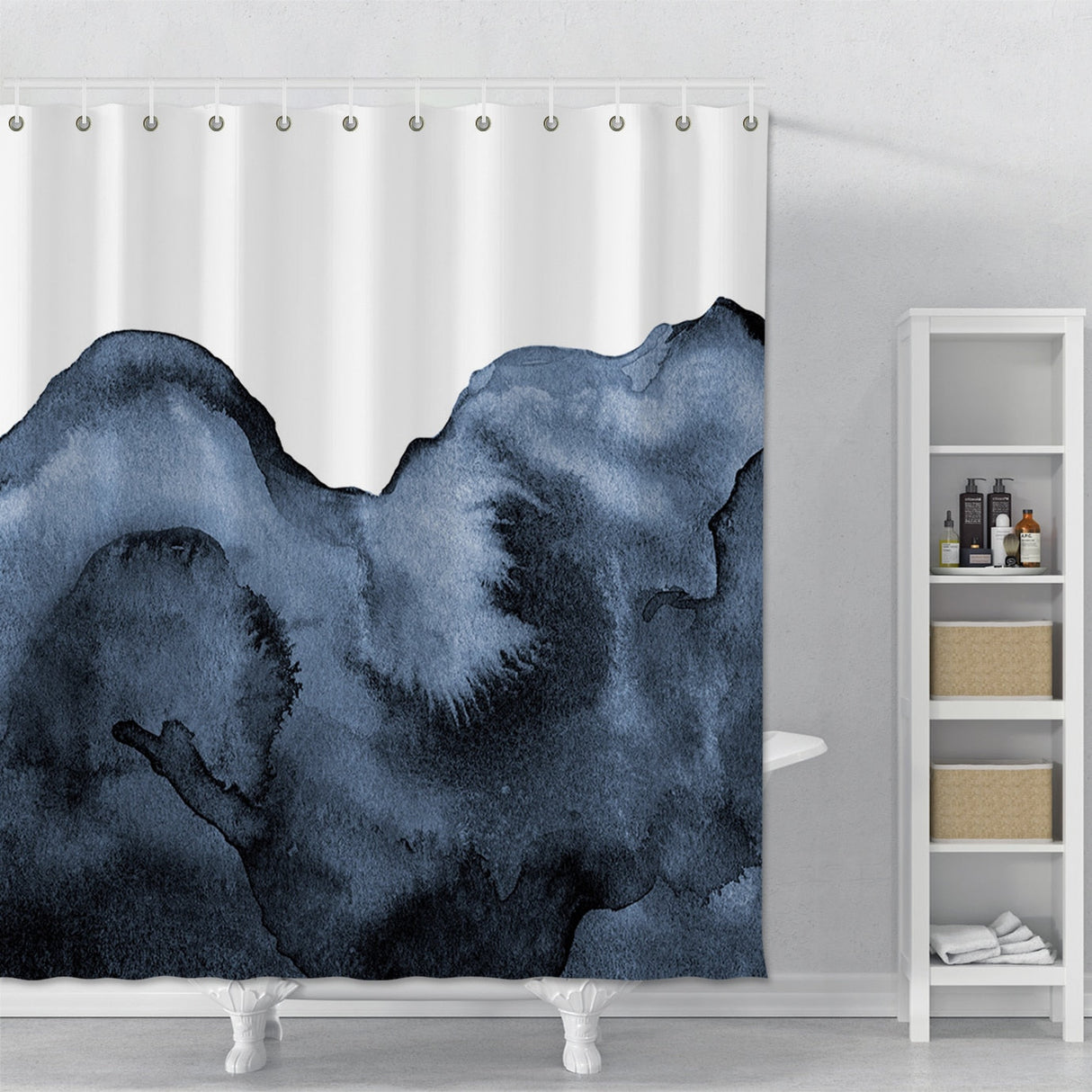 Mountains in Blue Shower Curtains