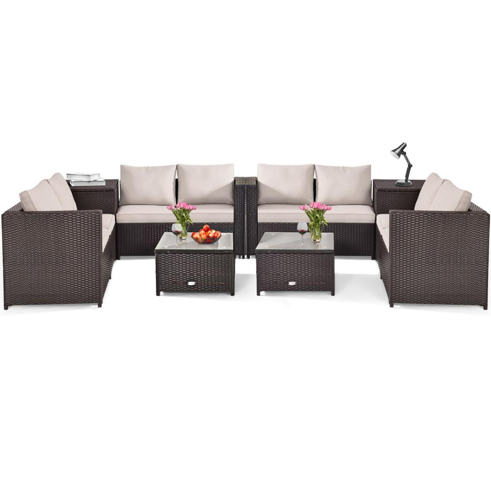 8 Piece Outdoor Patio Rattan Furniture Set