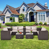 8 Piece Outdoor Patio Rattan Furniture Set