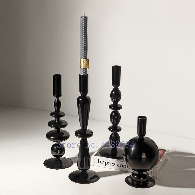 Onyx Glass Candle Holders