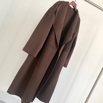 Woolen Long Side Slit Warm Coat