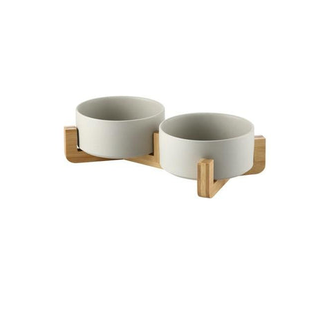 The Matte Midcentury Pet Food Bowl Set with Stand