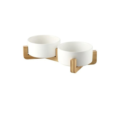 The Matte Midcentury Pet Food Bowl Set with Stand
