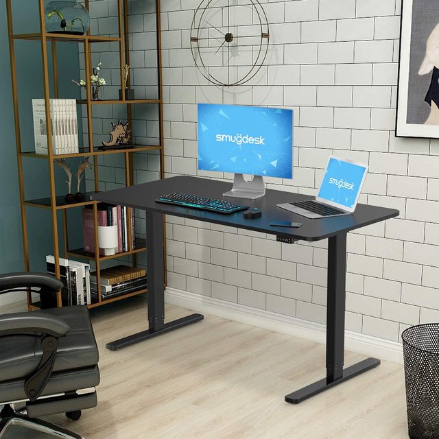 Standing Desk, 55 x 28 inches Computer Desk Electric Height Adjustable Table Home Office Desk with Splice Board and Black Frame