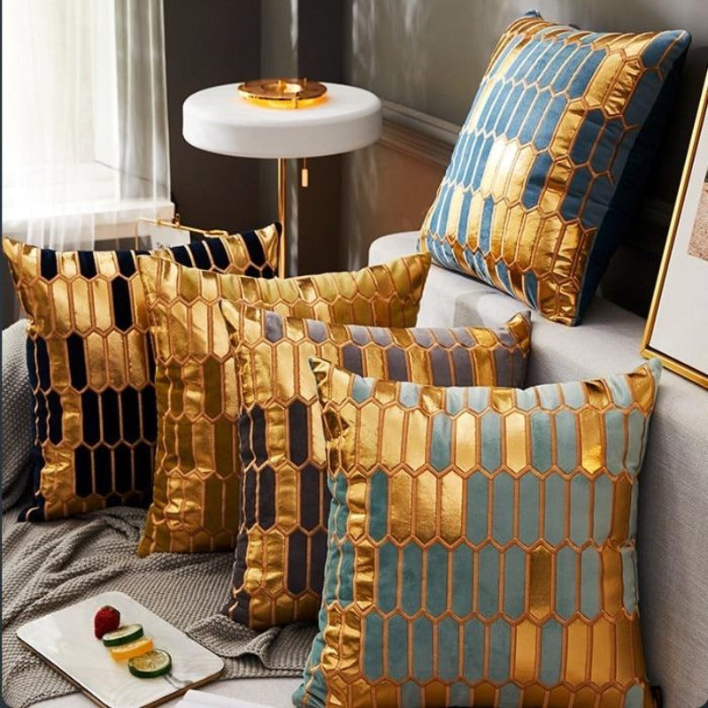 The Gilded Luxury Geo Velvet Pillow Cover Collection