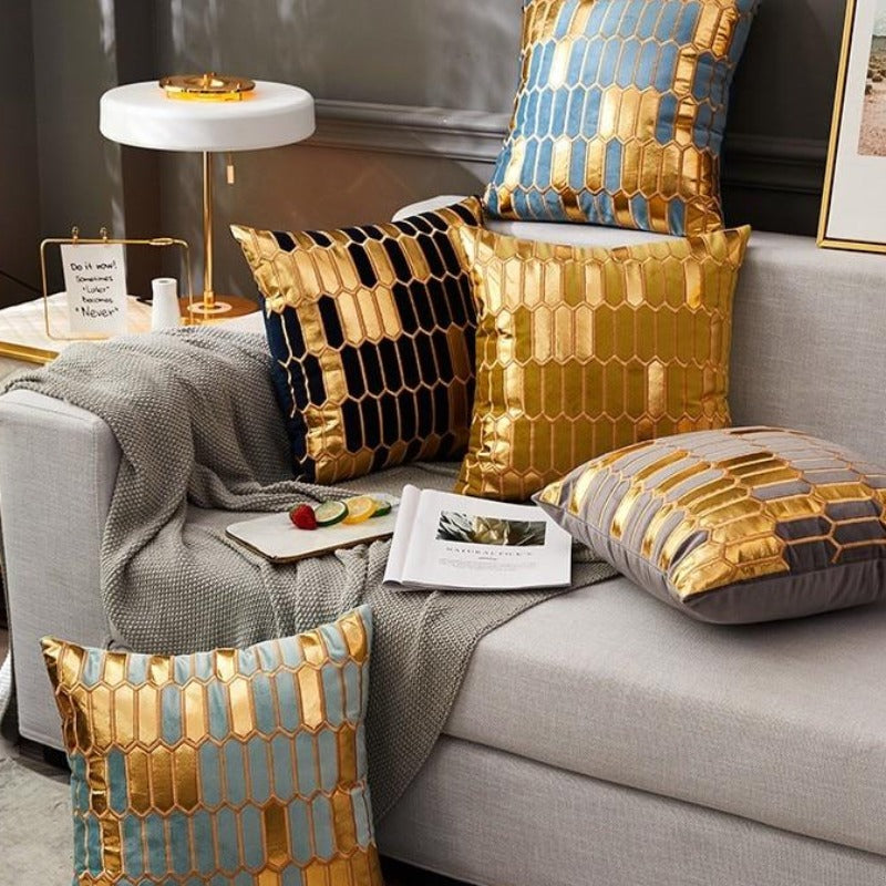 The Gilded Luxury Geo Velvet Pillow Cover Collection