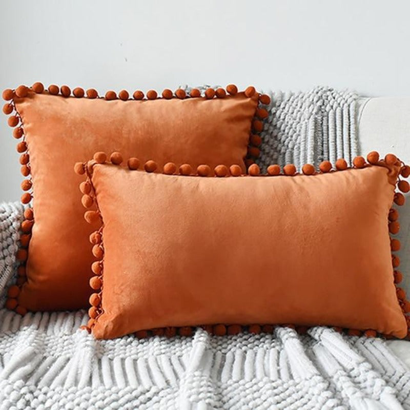 The Luxe Pom Pom Velvet Pillow Cover