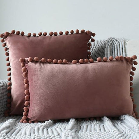 The Luxe Pom Pom Velvet Pillow Cover