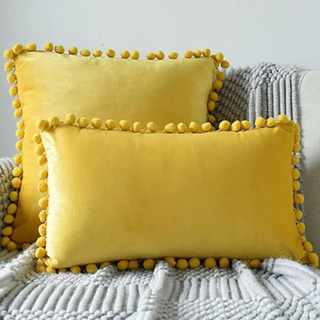 The Luxe Pom Pom Velvet Pillow Cover