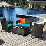 4 Piece Rattan Patio Furniture Set