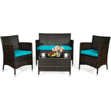 4 Piece Rattan Patio Furniture Set