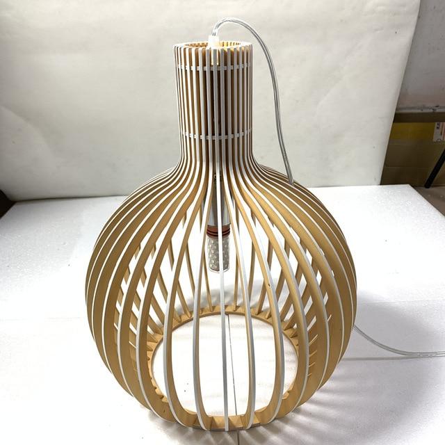 Modern Wood Birdcage Pendant Light