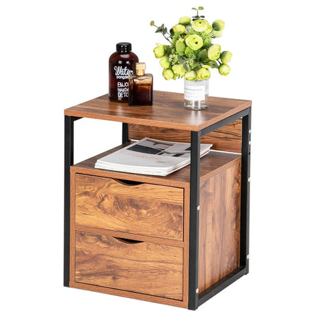 Rustic Night Stand Side Table Set