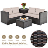 4 Piece Outdoor Patio Rattan Furniture Set