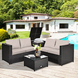 4 Piece Outdoor Patio Rattan Furniture Set