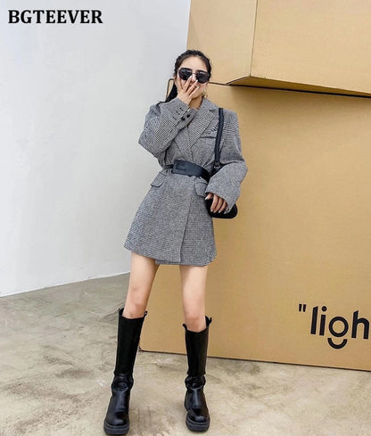 Vintage Woolen Blazer  Double Breasted Belted Coats