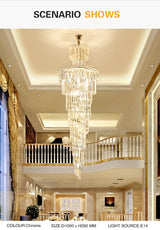 New Design Large Decorative High Ceilings Living Room Chrome Pendant Modern Luxury Crystal Chandelier