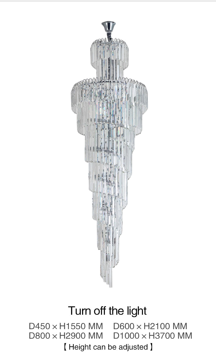 New Design Large Decorative High Ceilings Living Room Chrome Pendant Modern Luxury Crystal Chandelier