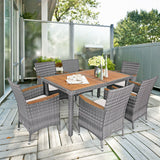 7 Piece Patio Rattan Dining Set