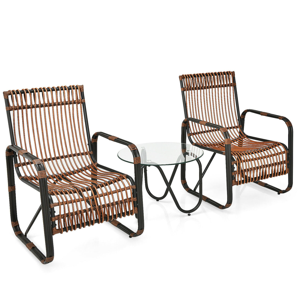 3 Piece Patio Rattan Furniture Set