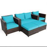 5 Piece Patio Rattan Furniture Set