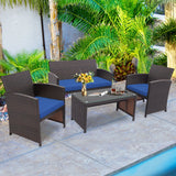 5 Piece Patio Rattan Furniture Set