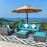 6 Piece Patio Rattan Furniture Set