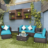 6 Piece Patio Rattan Furniture Set