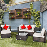 6 Piece Patio Rattan Furniture Set