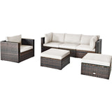 6 Piece Patio Rattan Furniture Set