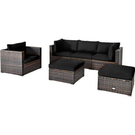 6 Piece Patio Rattan Furniture Set