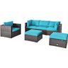 6 Piece Patio Rattan Furniture Set