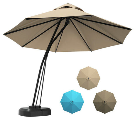 Outdoor Cantilever Offset Hanging Umbrella w/ Base 11 FT