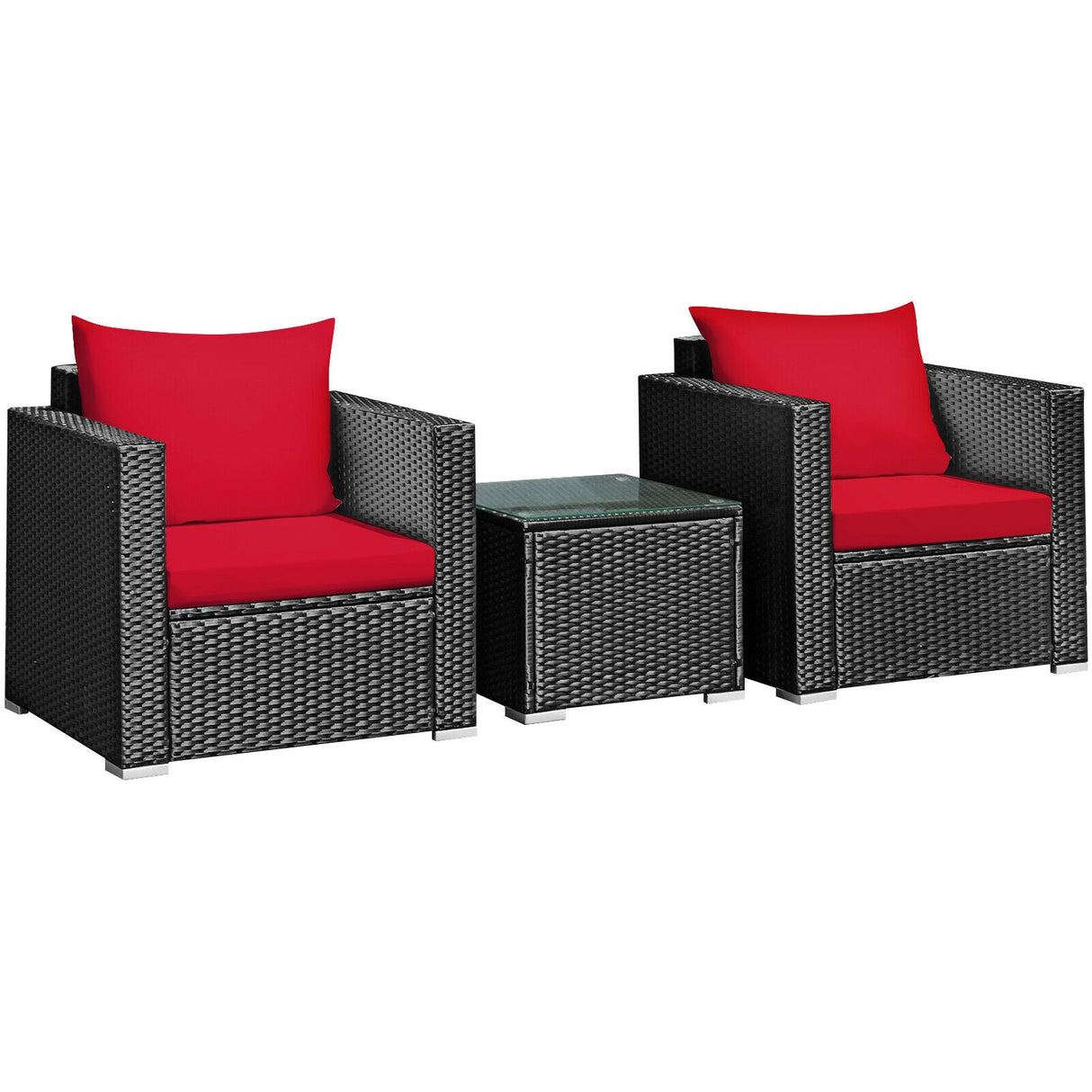 3 Piece Patio Rattan Wicker Furniture Set