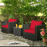 3 Piece Patio Rattan Wicker Furniture Set