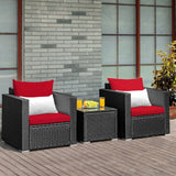 3 Piece Patio Rattan Wicker Furniture Set