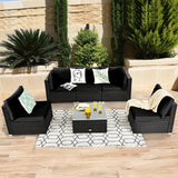 6 Piece Patio Rattan Furniture Set