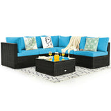 6 Piece Patio Rattan Furniture Set