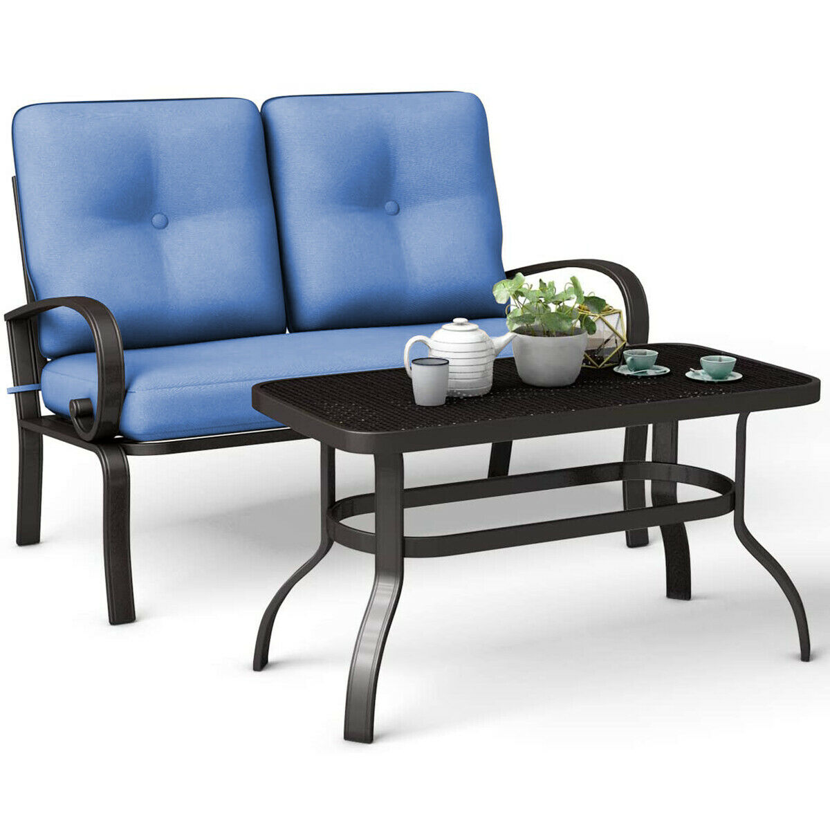 2 Piece Patio LoveSeat & Coffee Table Furniture Set