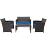 4 Piece Patio Rattan Cushioned Furniture Set