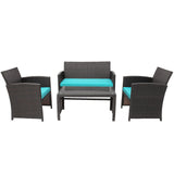 4 Piece Patio Rattan Cushioned Furniture Set